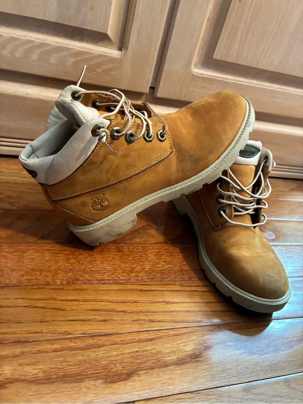 Timberland Wheat Nubuck Work-Style Ankle Boots with Cream Collar